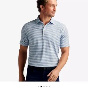 Peter Millar Light Blue and White Polo Shirt